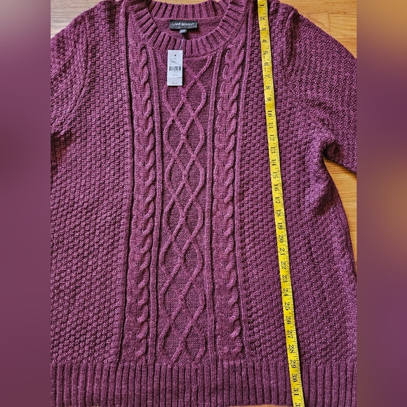 Lane Bryant Sparkly Dark Red Cranberry Cable Knit Sweater Womens Plus Size 18/20 - Picture 7 of 10